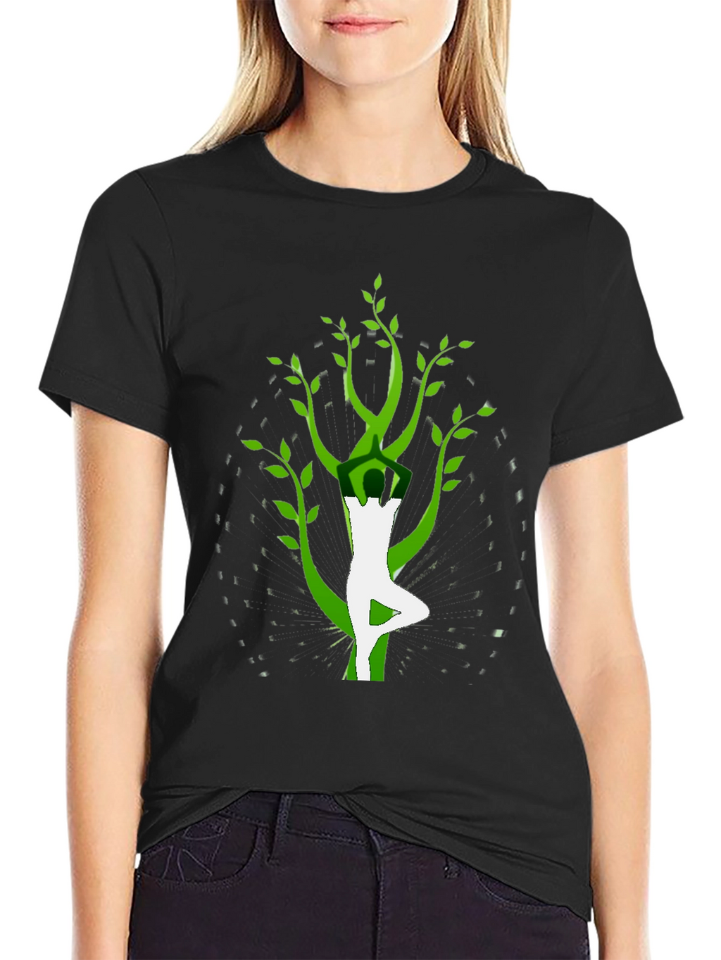 Yoga Tree Pose Graphic Tee - Black