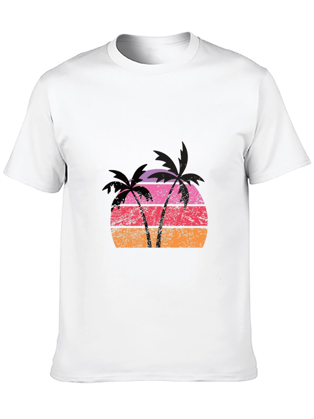 Retro Palm Tree Sunset Graphic Tee - Black