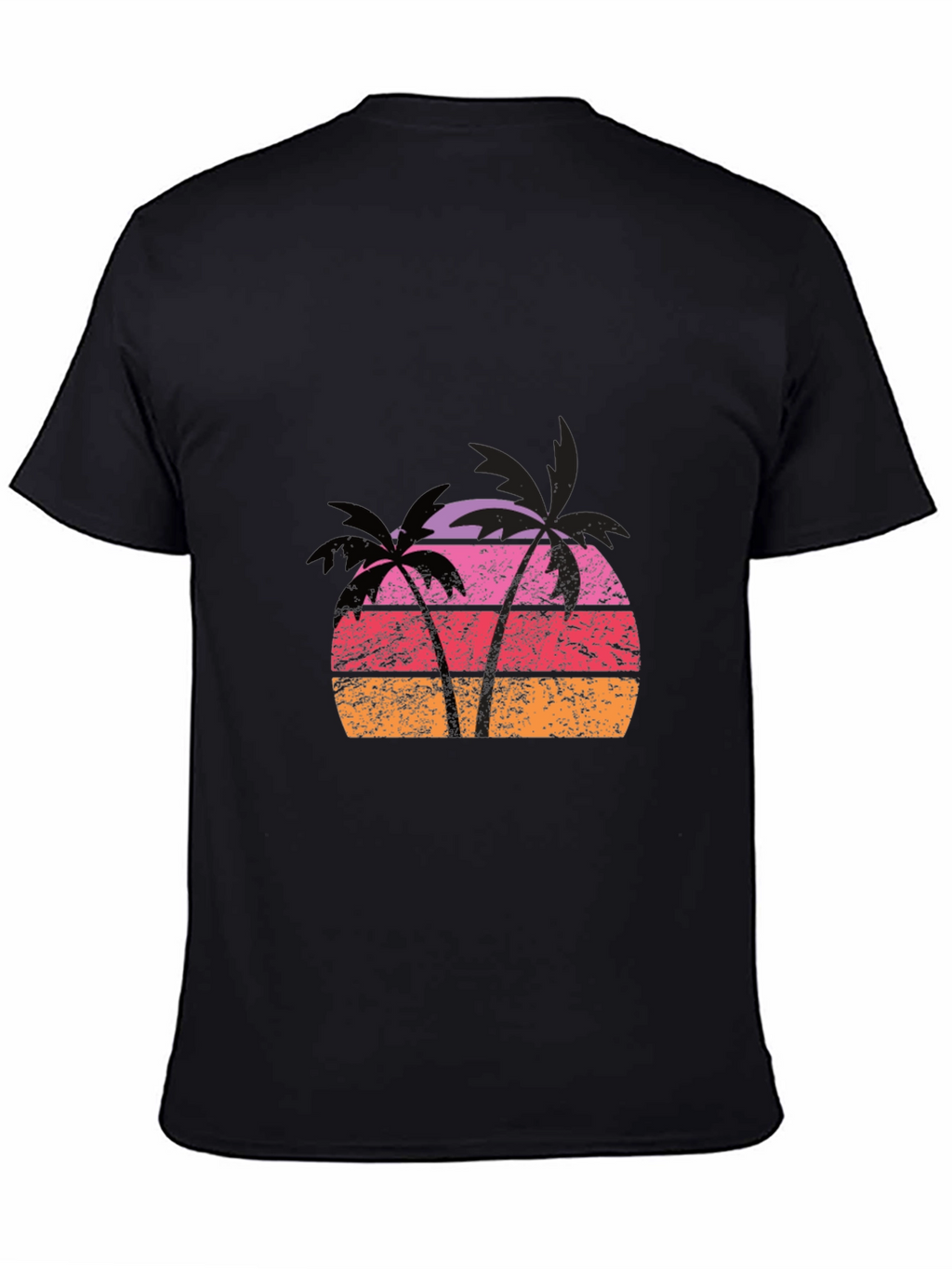 Retro Palm Tree Sunset Graphic Tee - Black