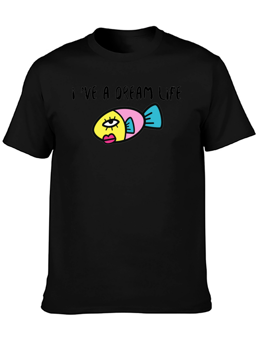 Dream Life Fish Graphic Black T-Shirt