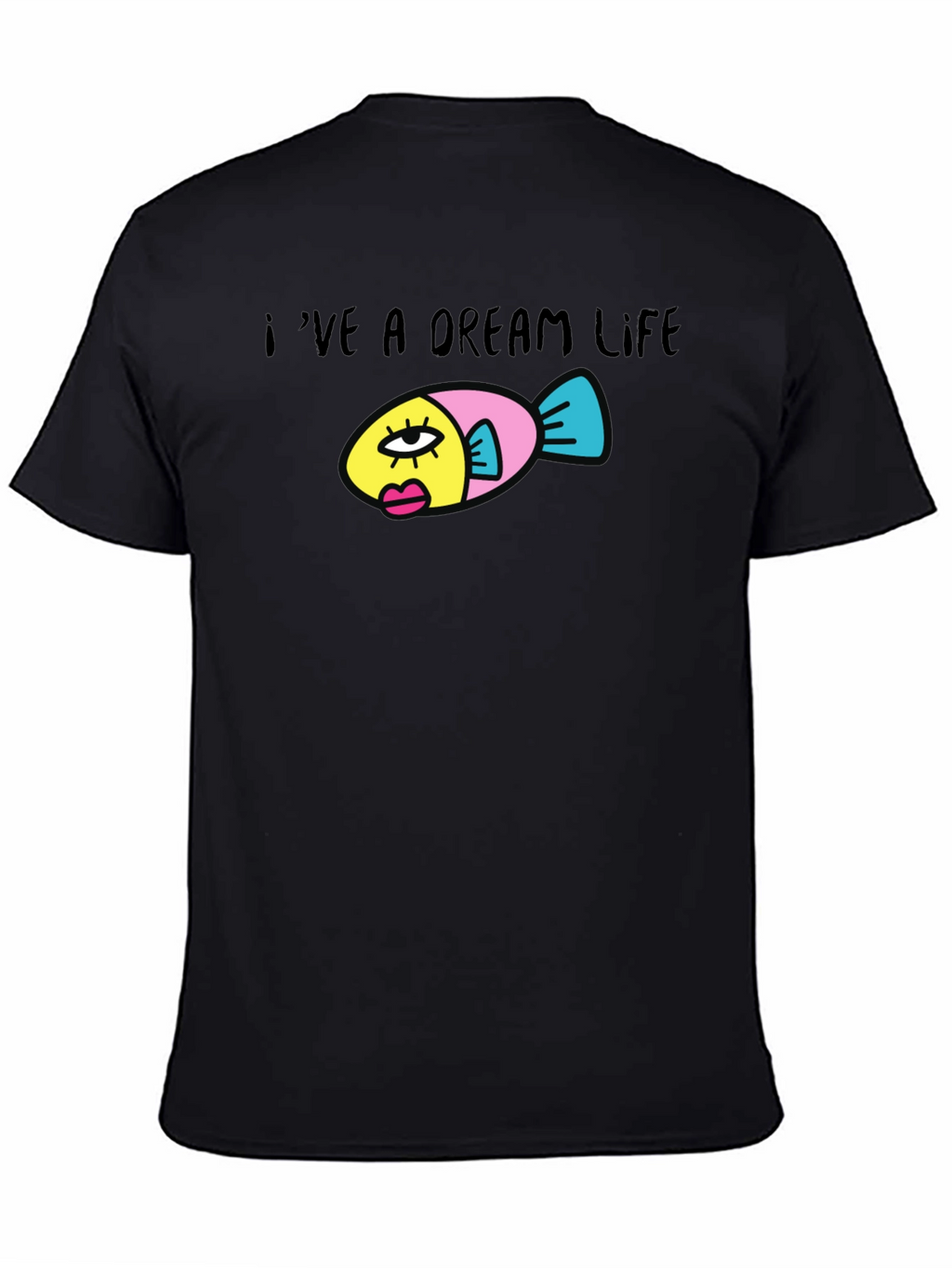 Dream Life Fish Graphic Black T-Shirt