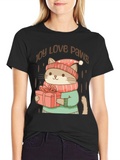Joy Love Paws Christmas Cat T-Shirt