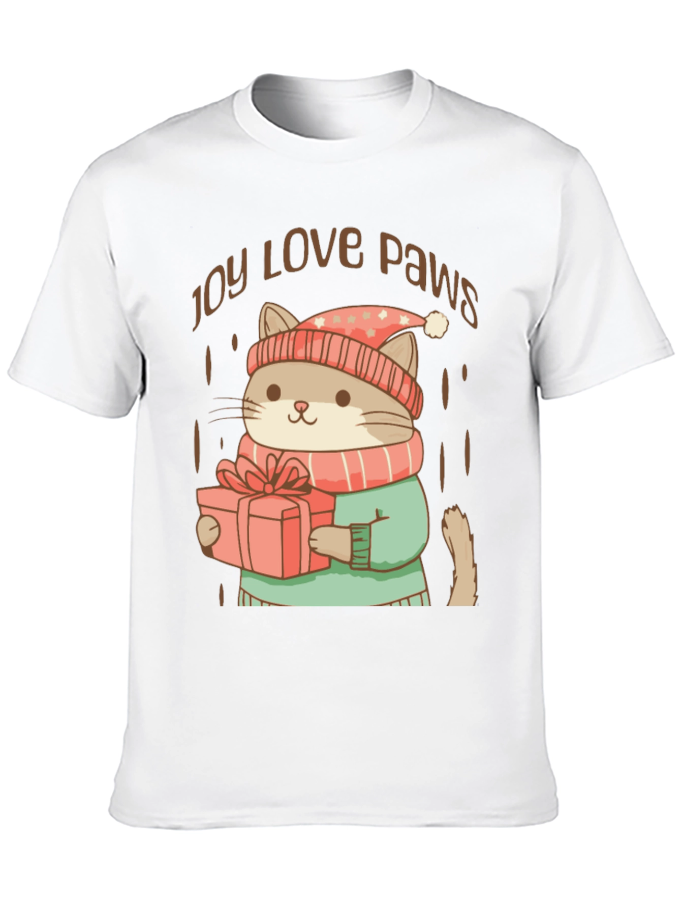 Joy Love Paws Christmas Cat T-Shirt