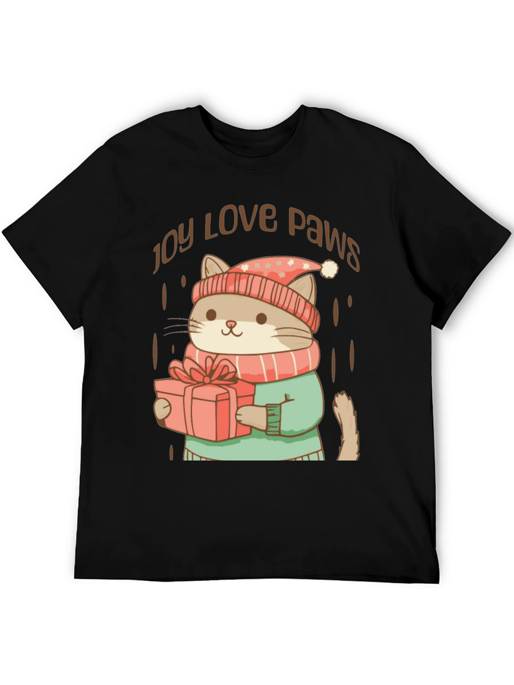 Joy Love Paws Christmas Cat T-Shirt