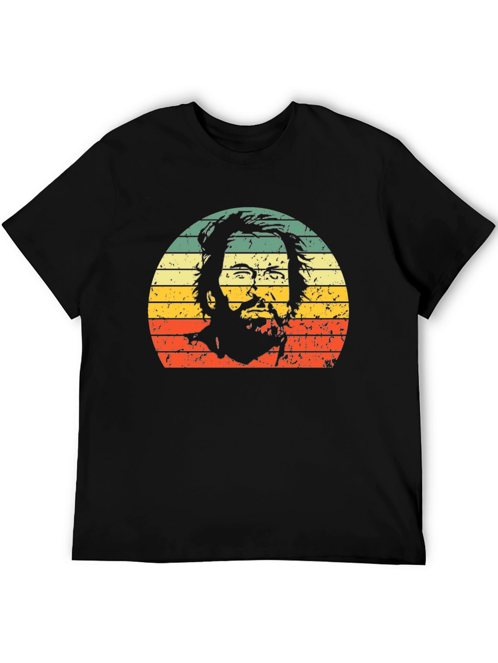 Retro Bearded Man Sunset Graphic Tee - Black