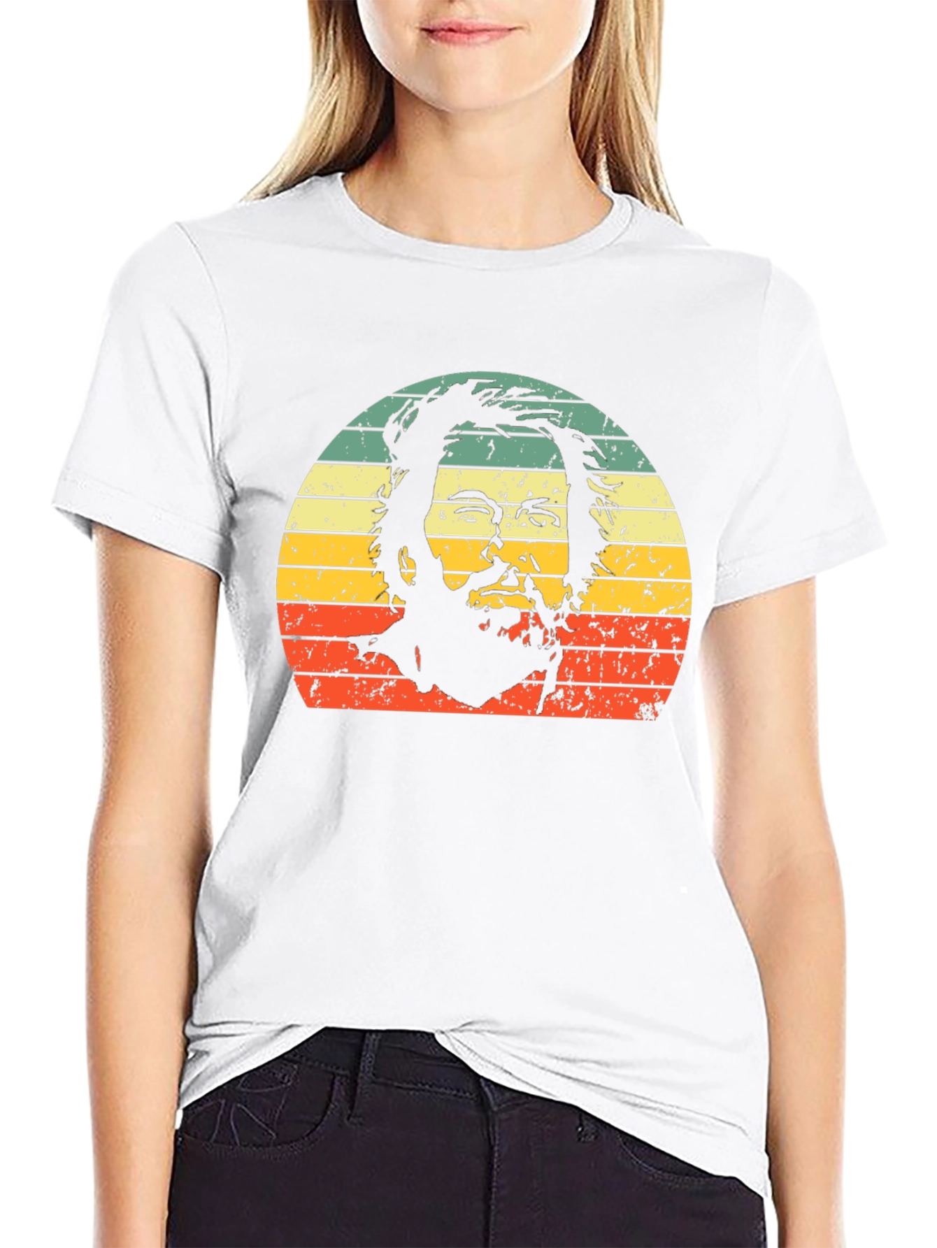 Retro Bearded Man Sunset Graphic Tee - Black