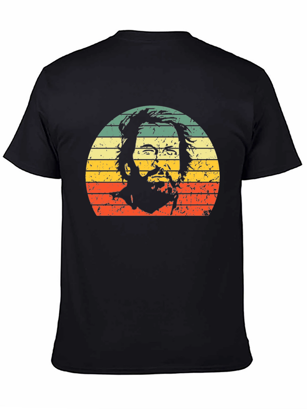 Retro Bearded Man Sunset Graphic Tee - Black