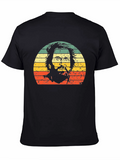 Retro Bearded Man Sunset Graphic Tee - Black
