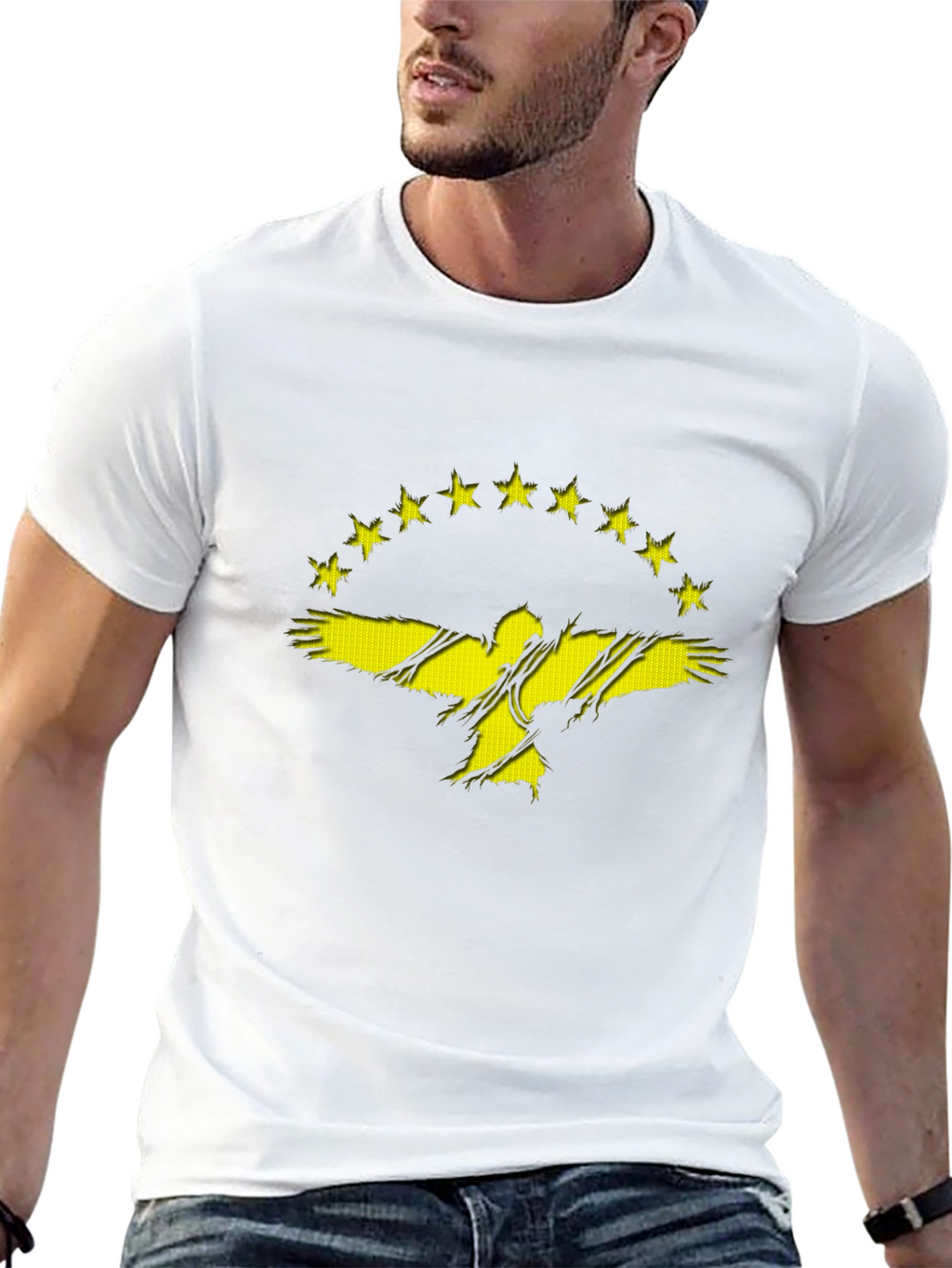 Distressed Eagle & Stars Graphic T-Shirt