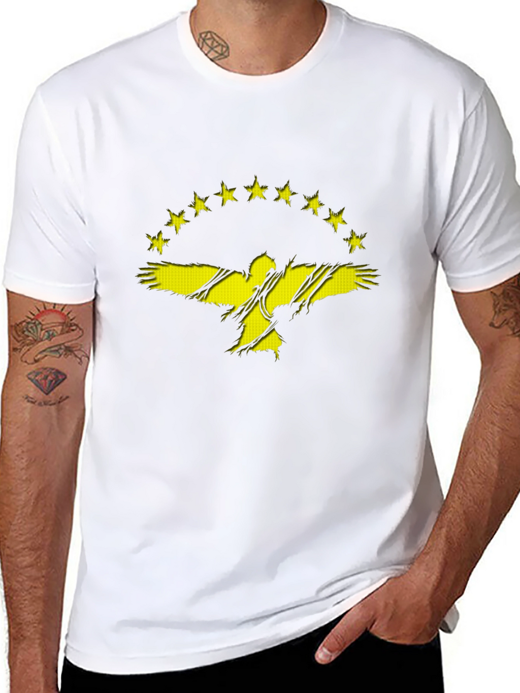 Distressed Eagle & Stars Graphic T-Shirt