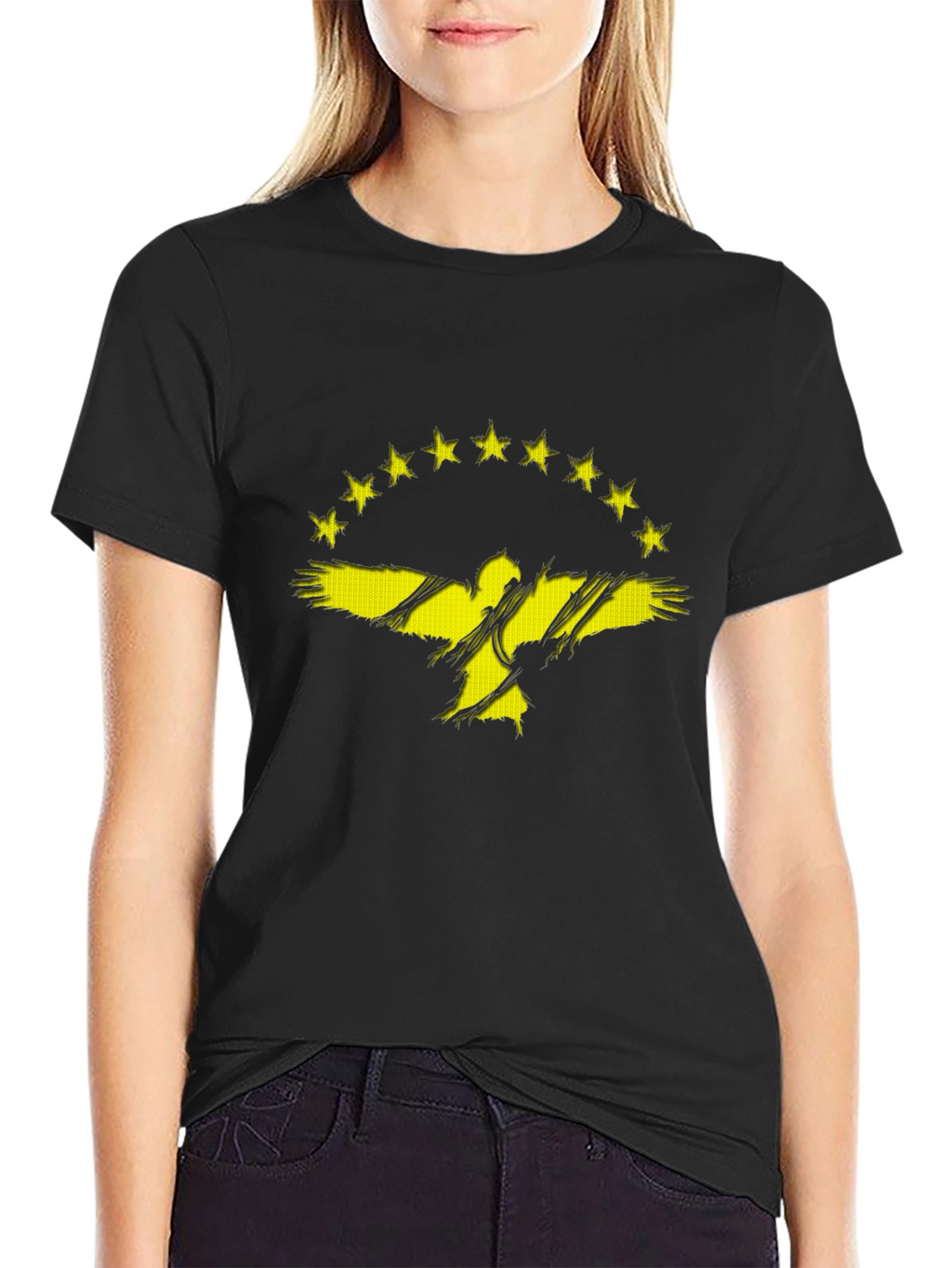 Distressed Eagle & Stars Graphic T-Shirt