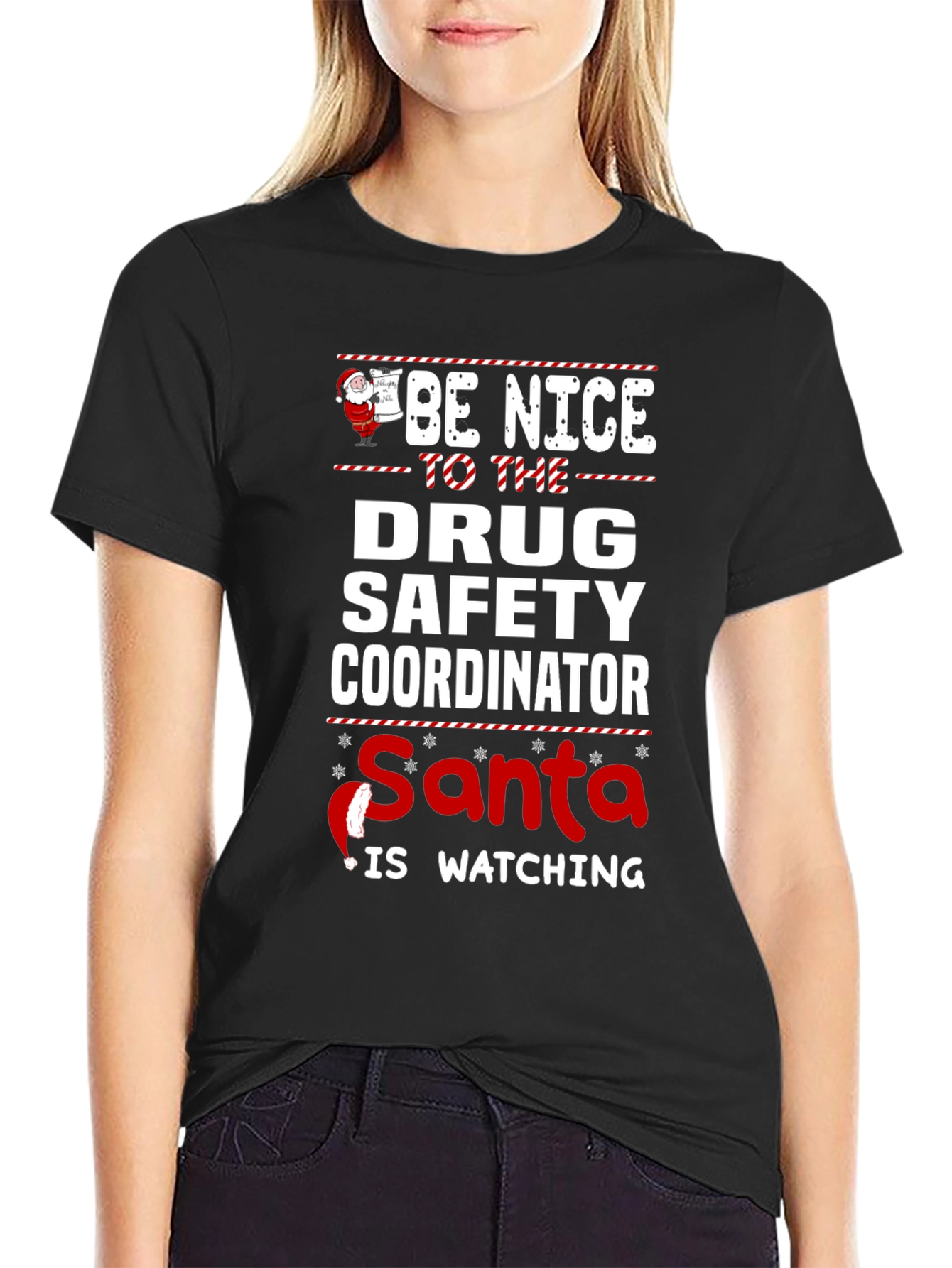 Drug Safety Coordinator Santa Watching T-Shirt