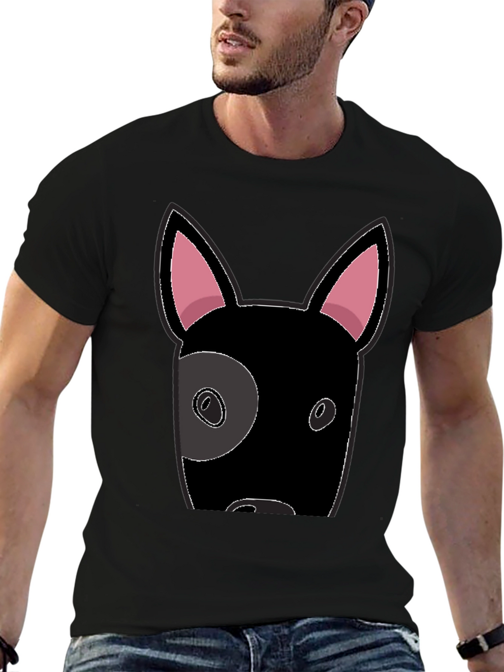 Cool Dog Graphic Tee - Black Cotton T-Shirt