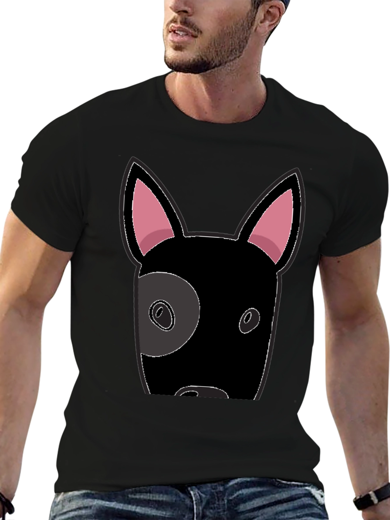 Cool Dog Graphic Tee - Black Cotton T-Shirt