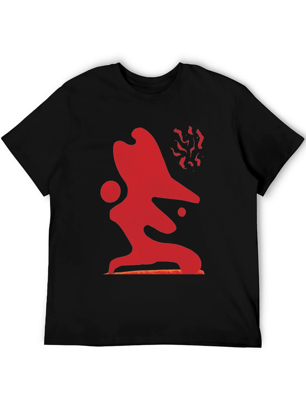 Abstract Red Graphic Print Black T-Shirt