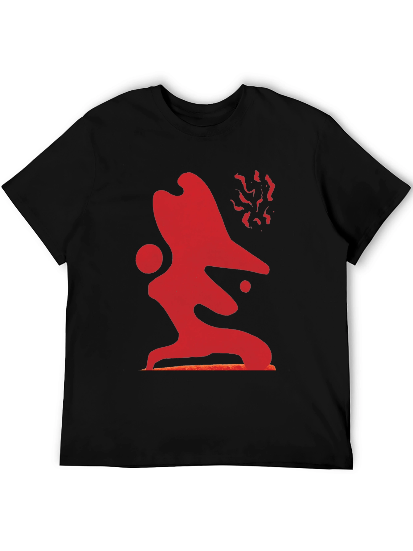 Abstract Red Graphic Print Black T-Shirt