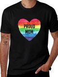 Proud Mom Rainbow Heart Graphic Tee
