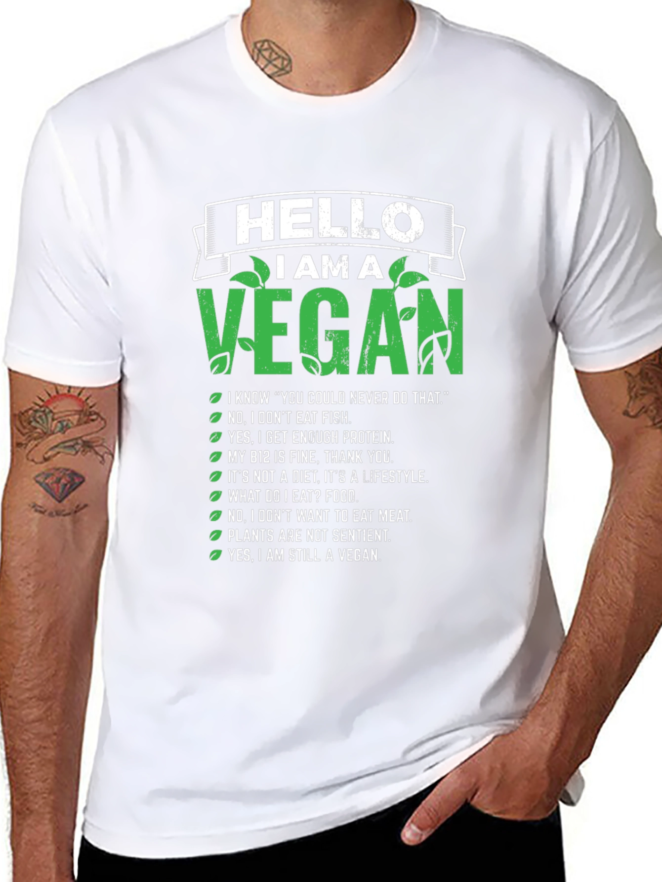 Vegan Statement T-Shirt - Hello I Am A Vegan