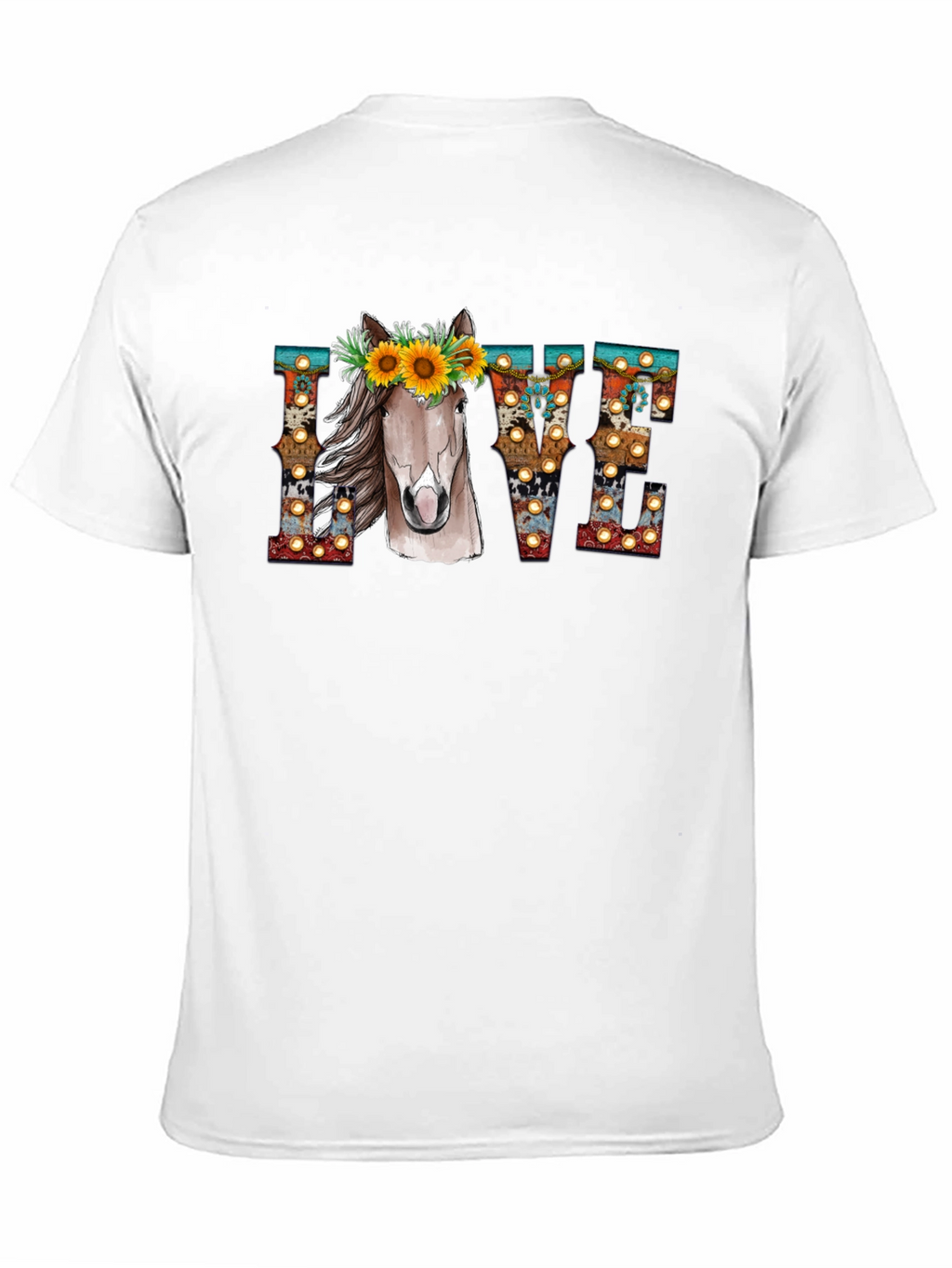 LOVE Horse Sunflower Graphic T-Shirt