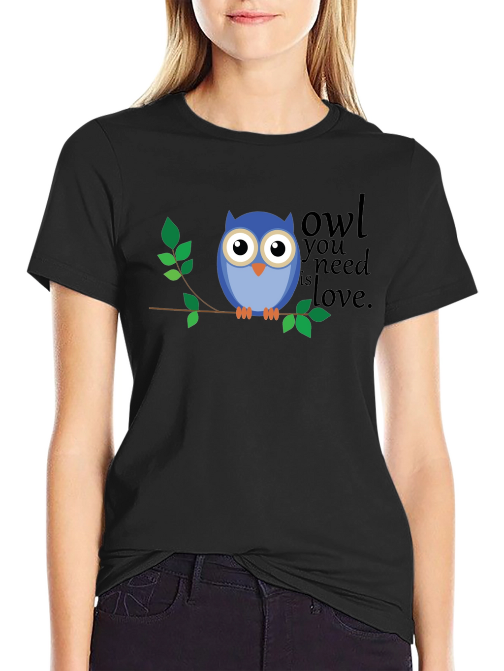 Owl You Need Is Love Graphic T-Shirt - Black