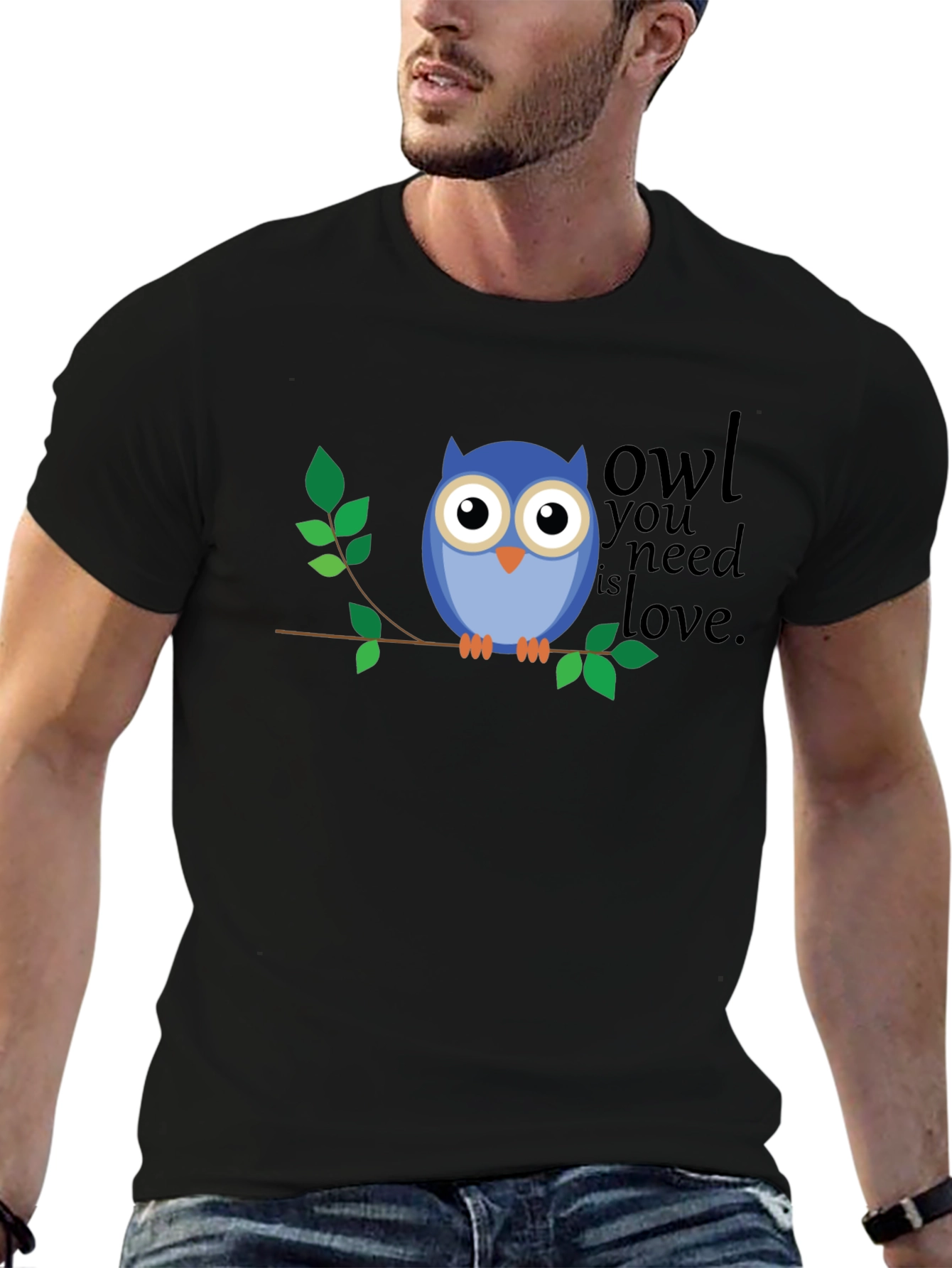Owl You Need Is Love Graphic T-Shirt - Black