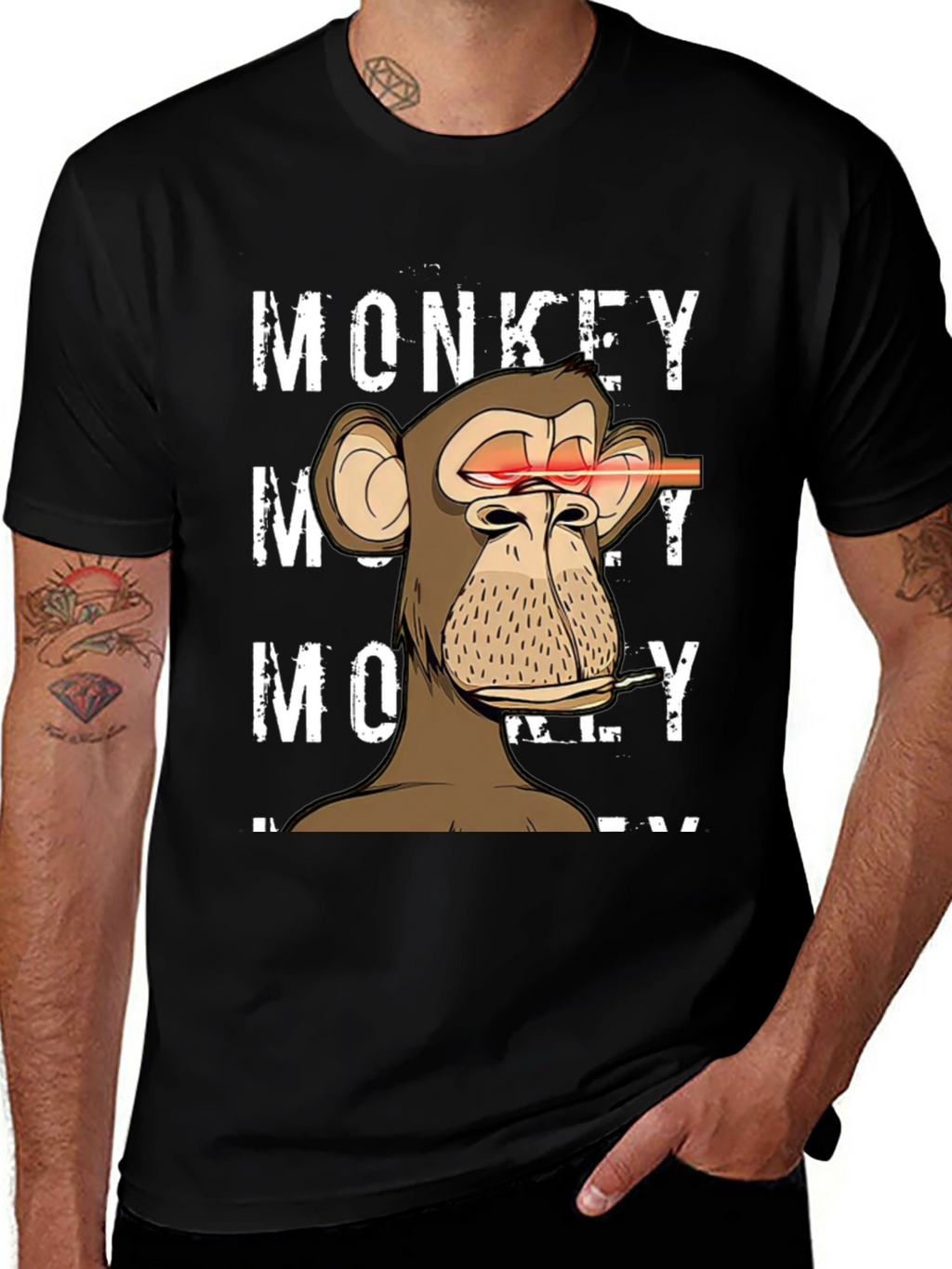 Monkey Laser Eyes Graphic T-Shirt