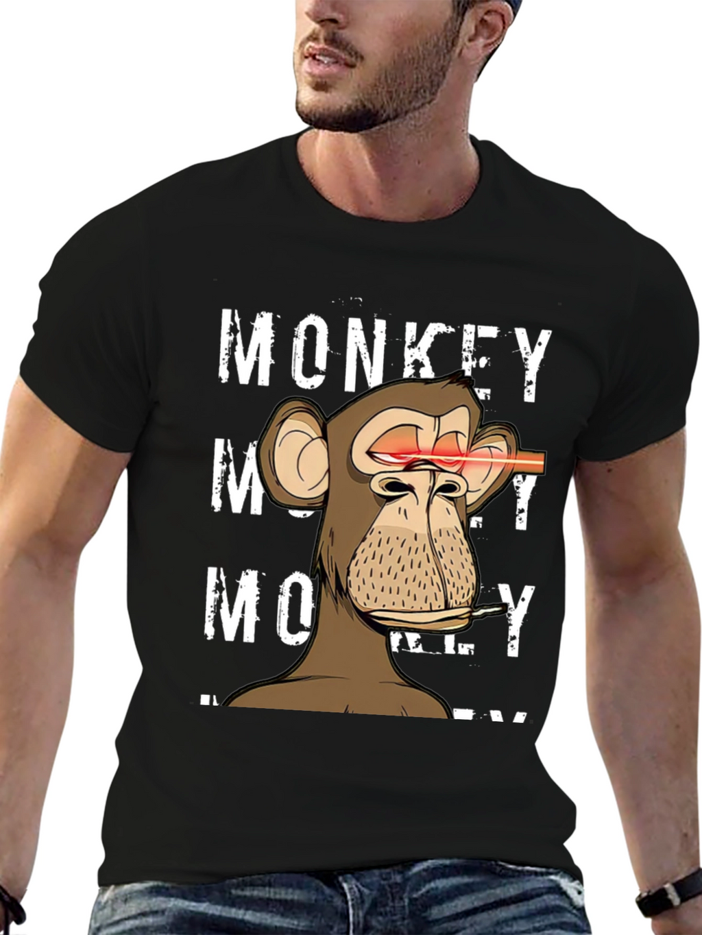 Monkey Laser Eyes Graphic T-Shirt