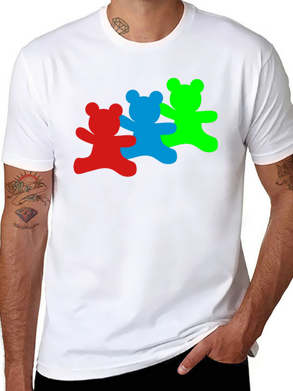 Dancing Bears Graphic Tee - Black Cotton T-Shirt