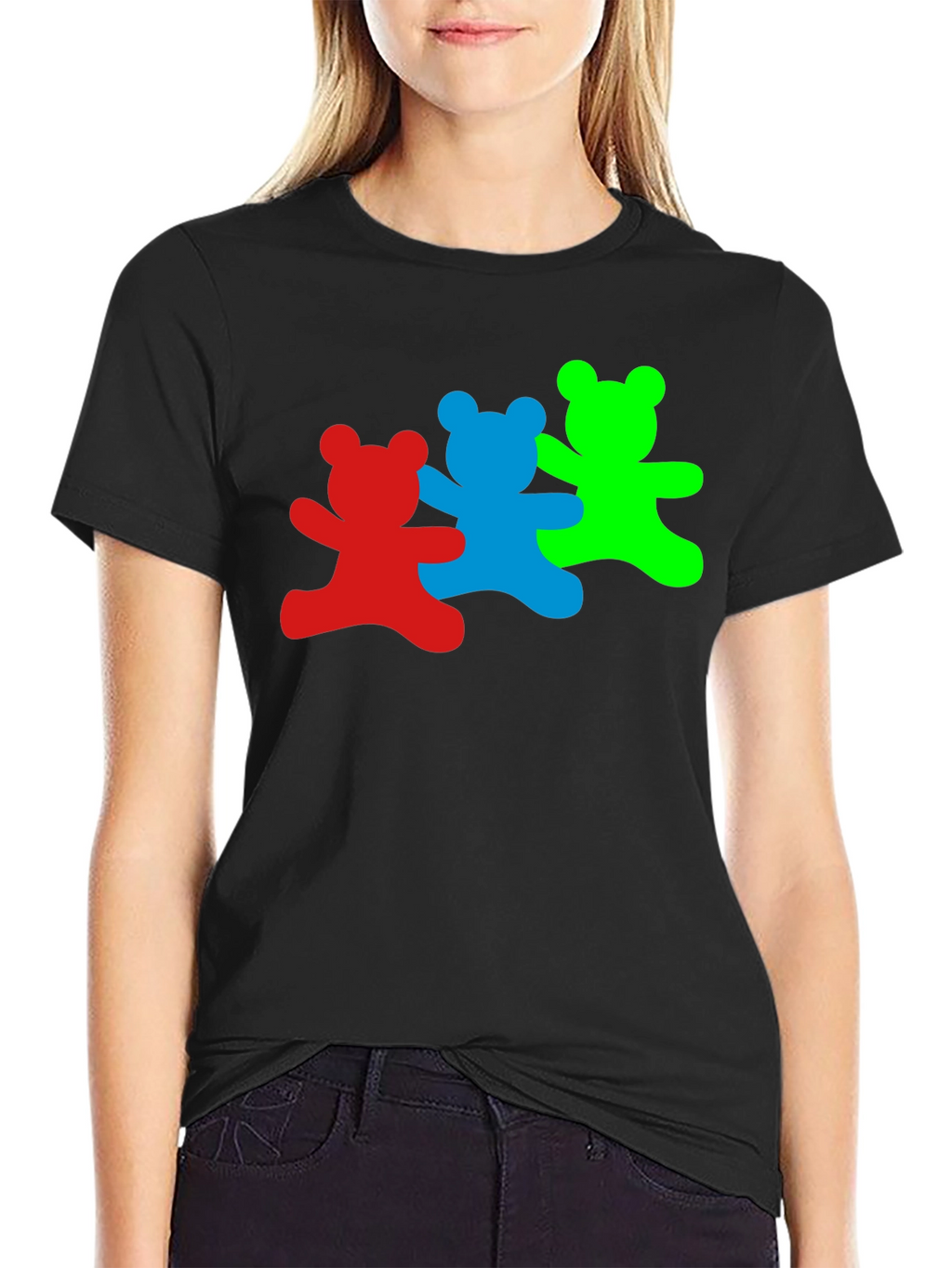 Dancing Bears Graphic Tee - Black Cotton T-Shirt