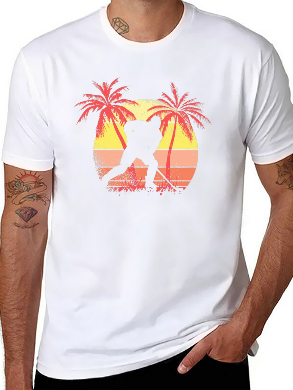 Tropical Hockey Player Graphic Tee
