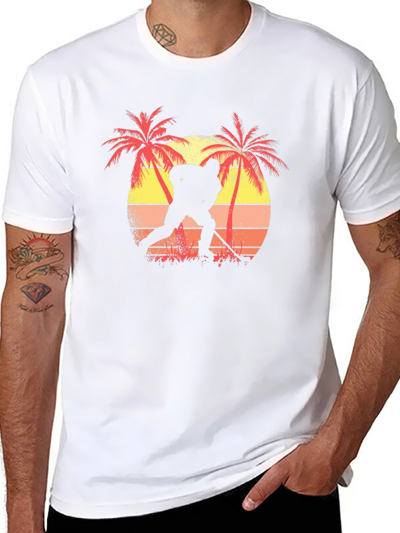 Tropical Hockey Player Graphic Tee