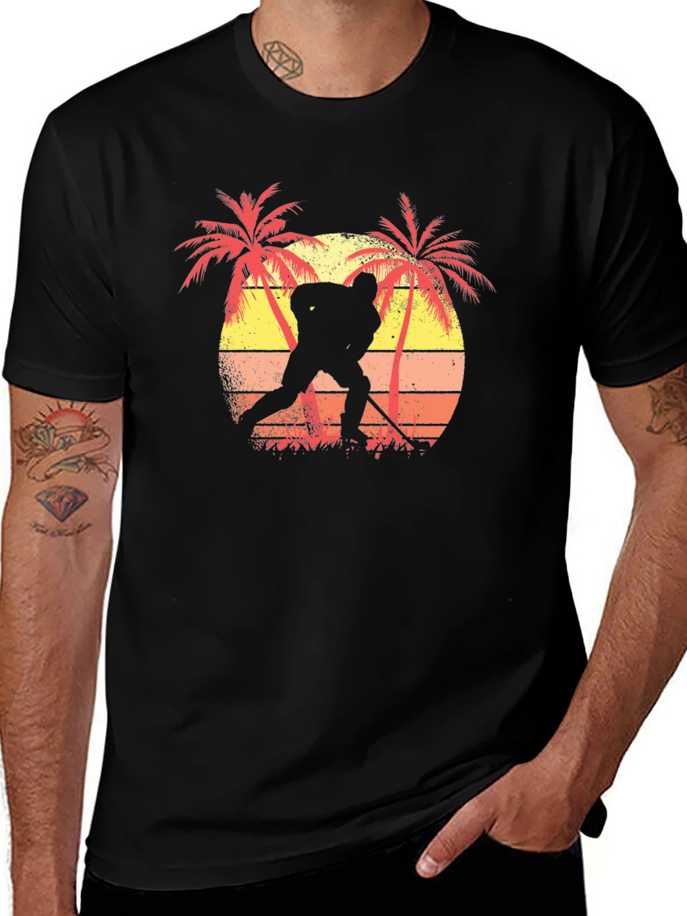 Tropical Hockey Player Graphic Tee