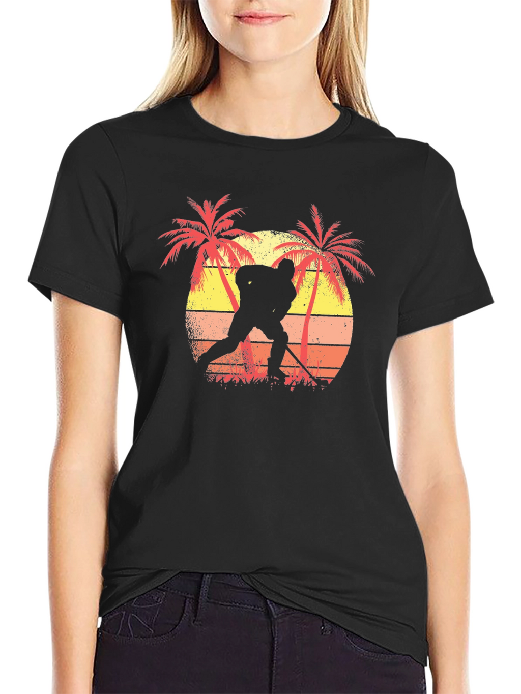 Tropical Hockey Player Graphic Tee