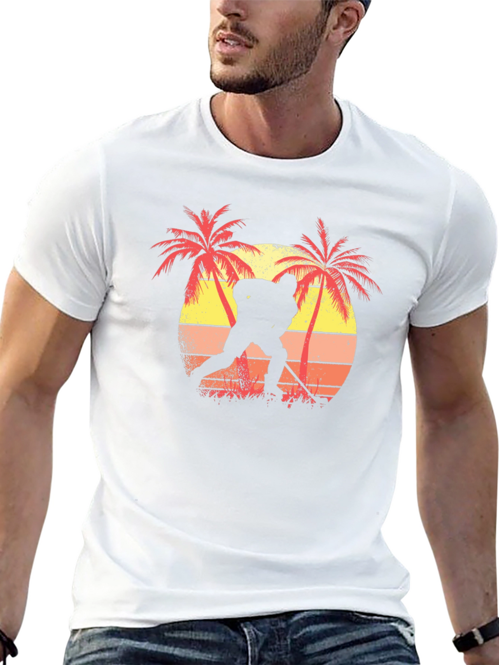 Tropical Hockey Player Graphic Tee