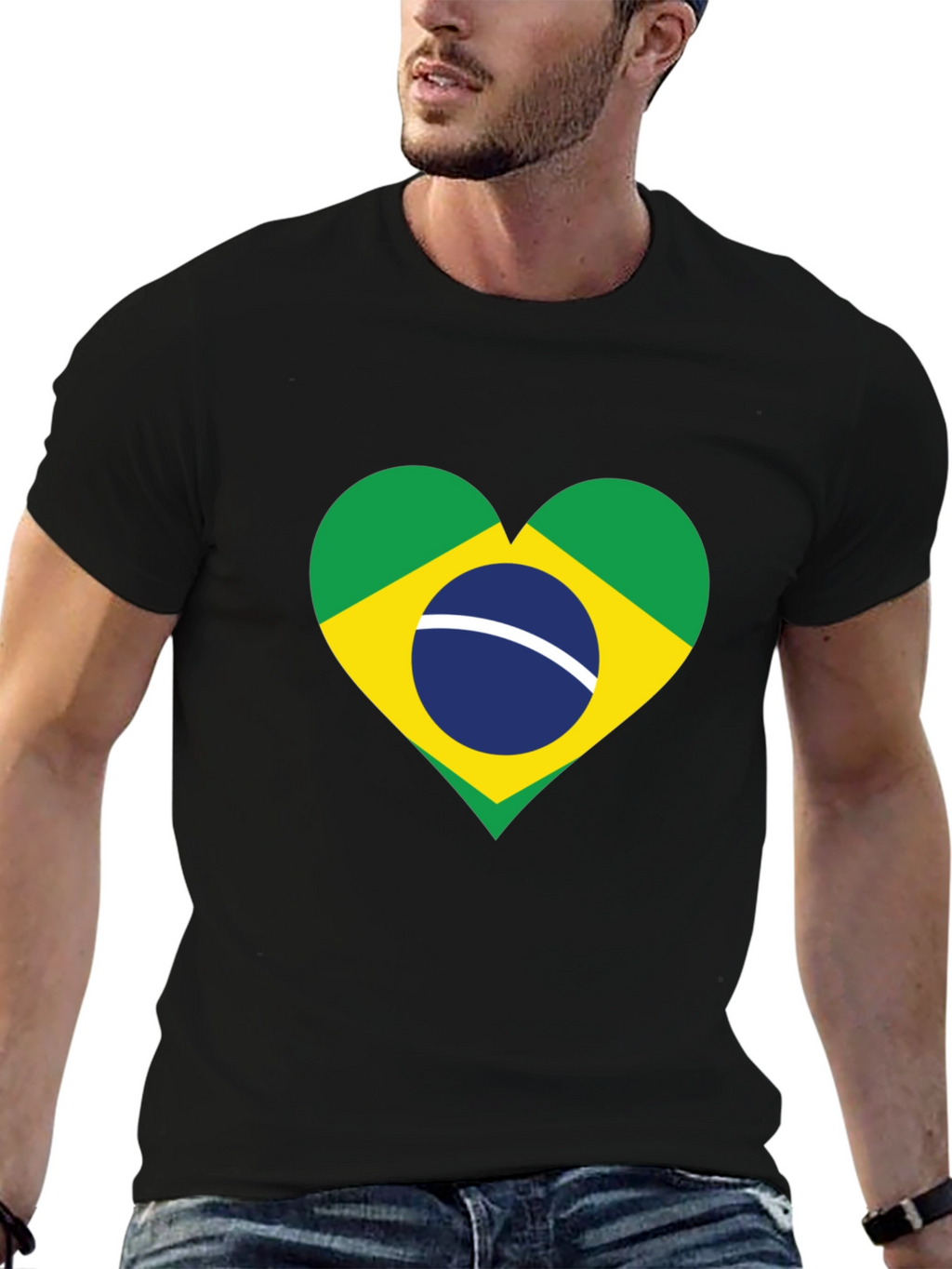 Brazil Flag Heart Graphic T-Shirt