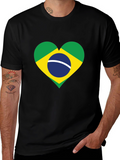 Brazil Flag Heart Graphic T-Shirt