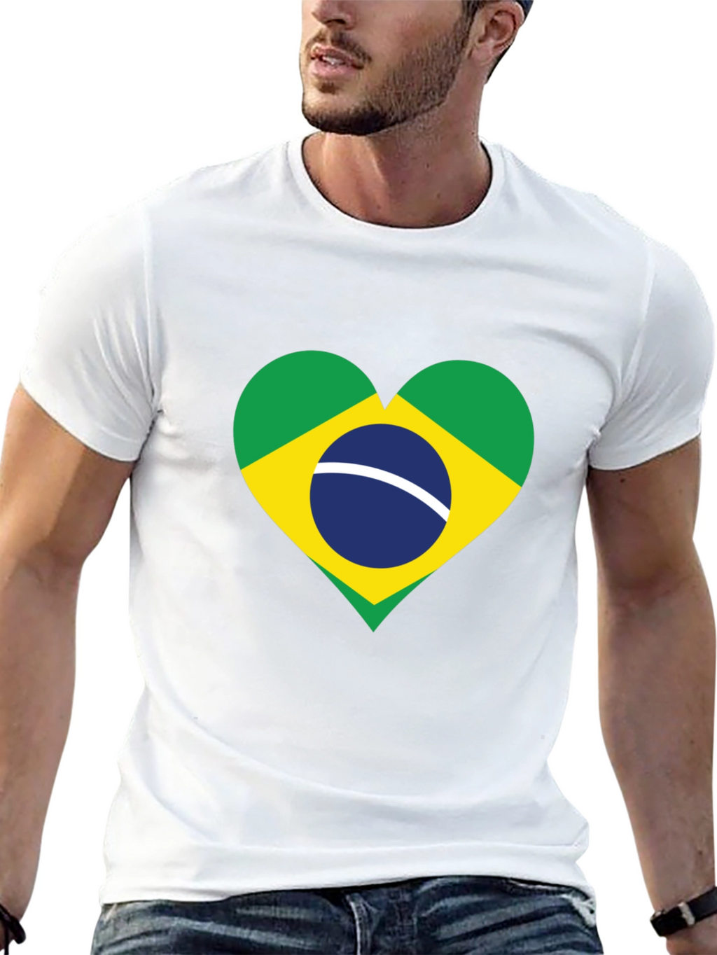 Brazil Flag Heart Graphic T-Shirt