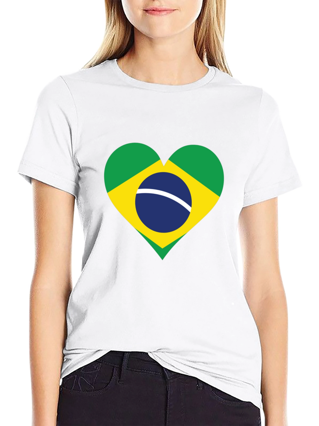Brazil Flag Heart Graphic T-Shirt