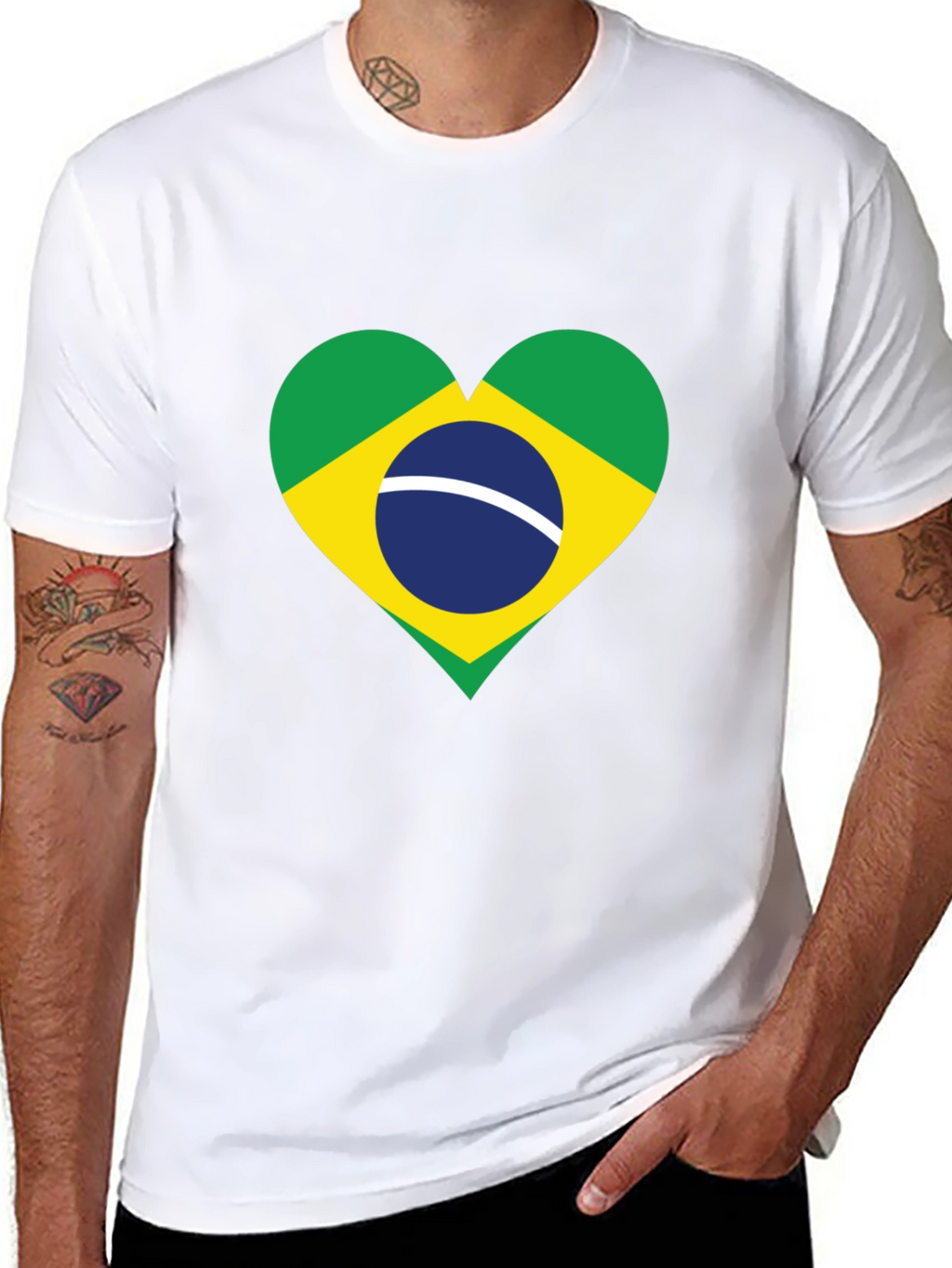 Brazil Flag Heart Graphic T-Shirt