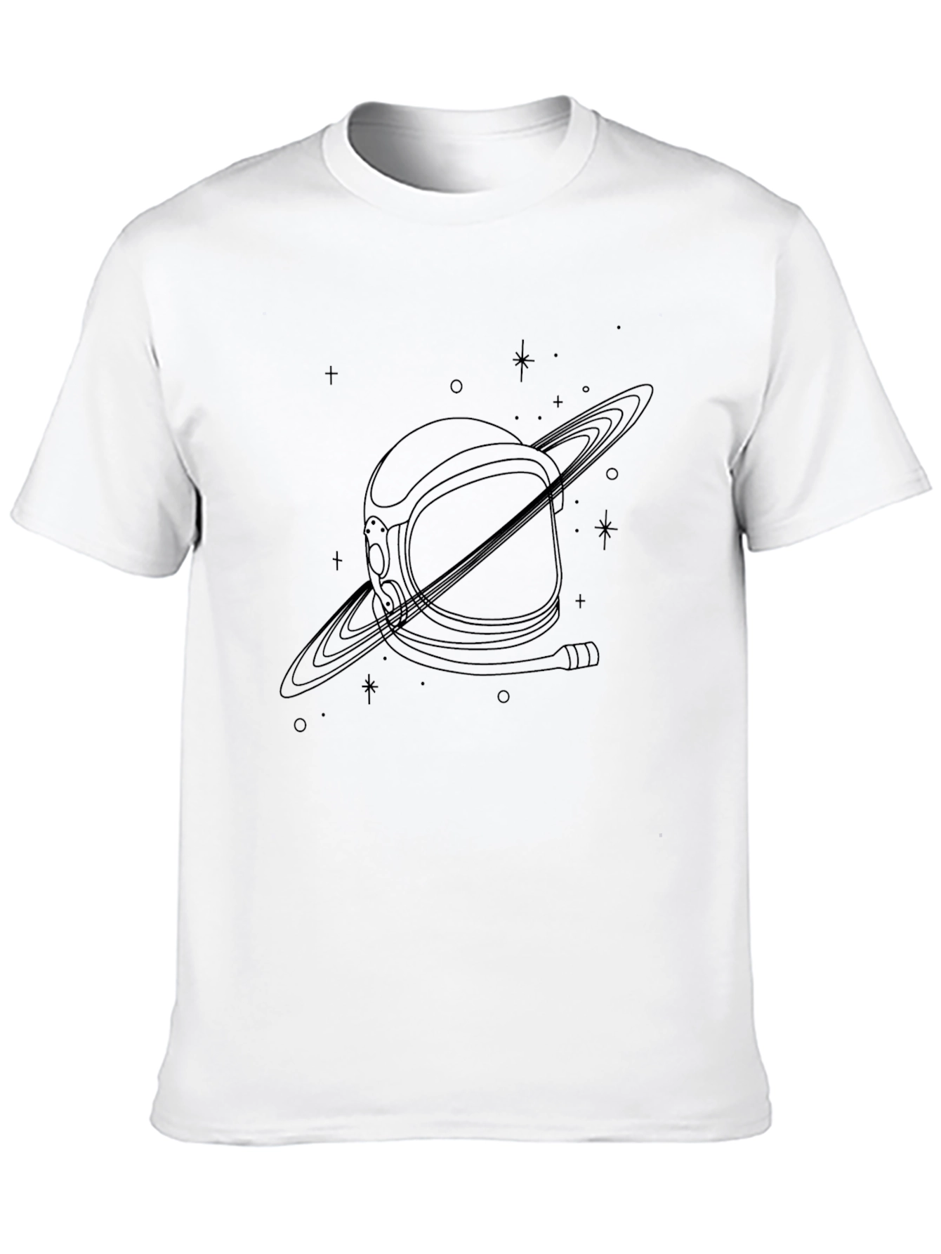 Astronaut Helmet Saturn Graphic Tee - Black