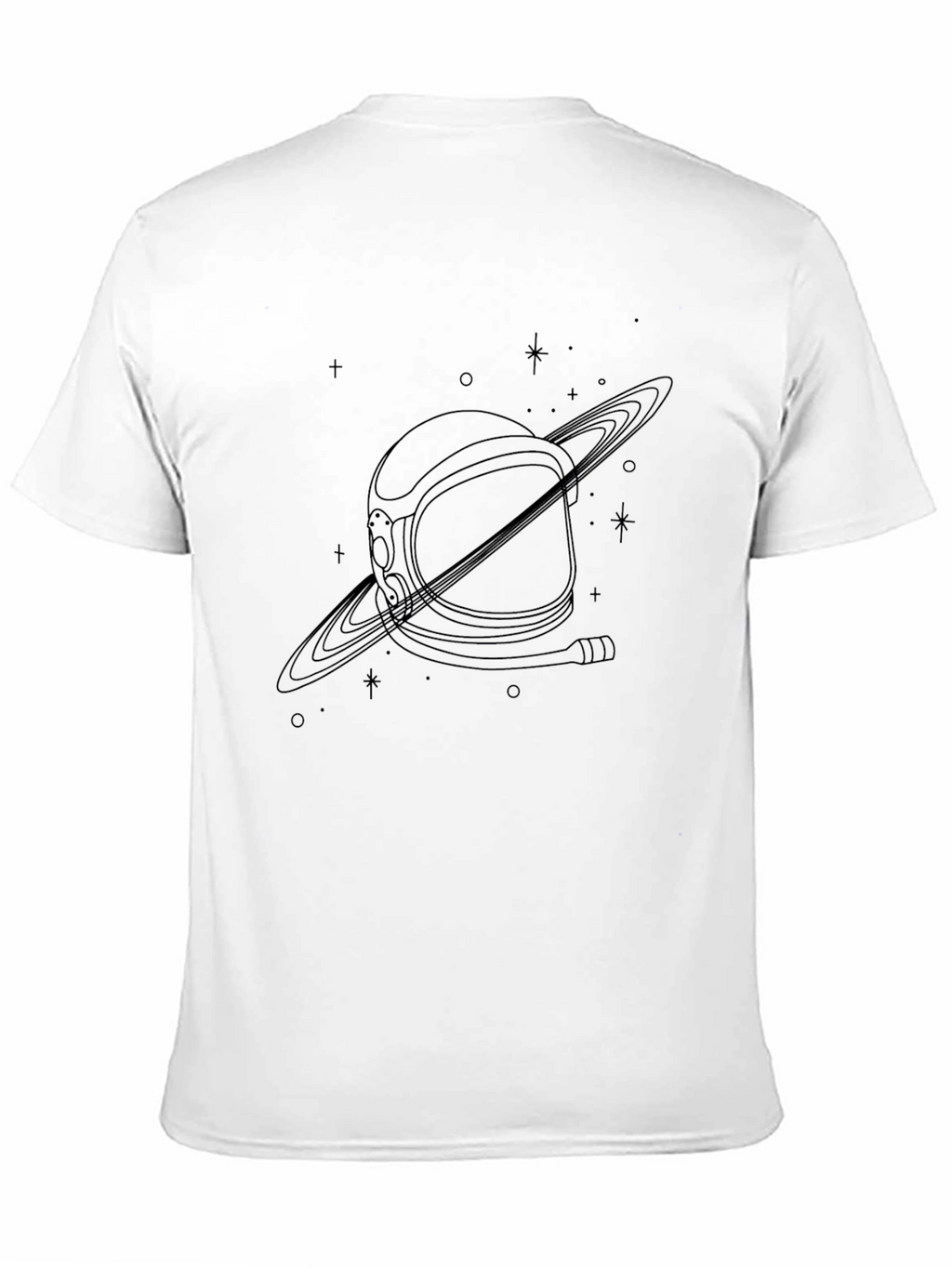 Astronaut Helmet Saturn Graphic Tee - Black