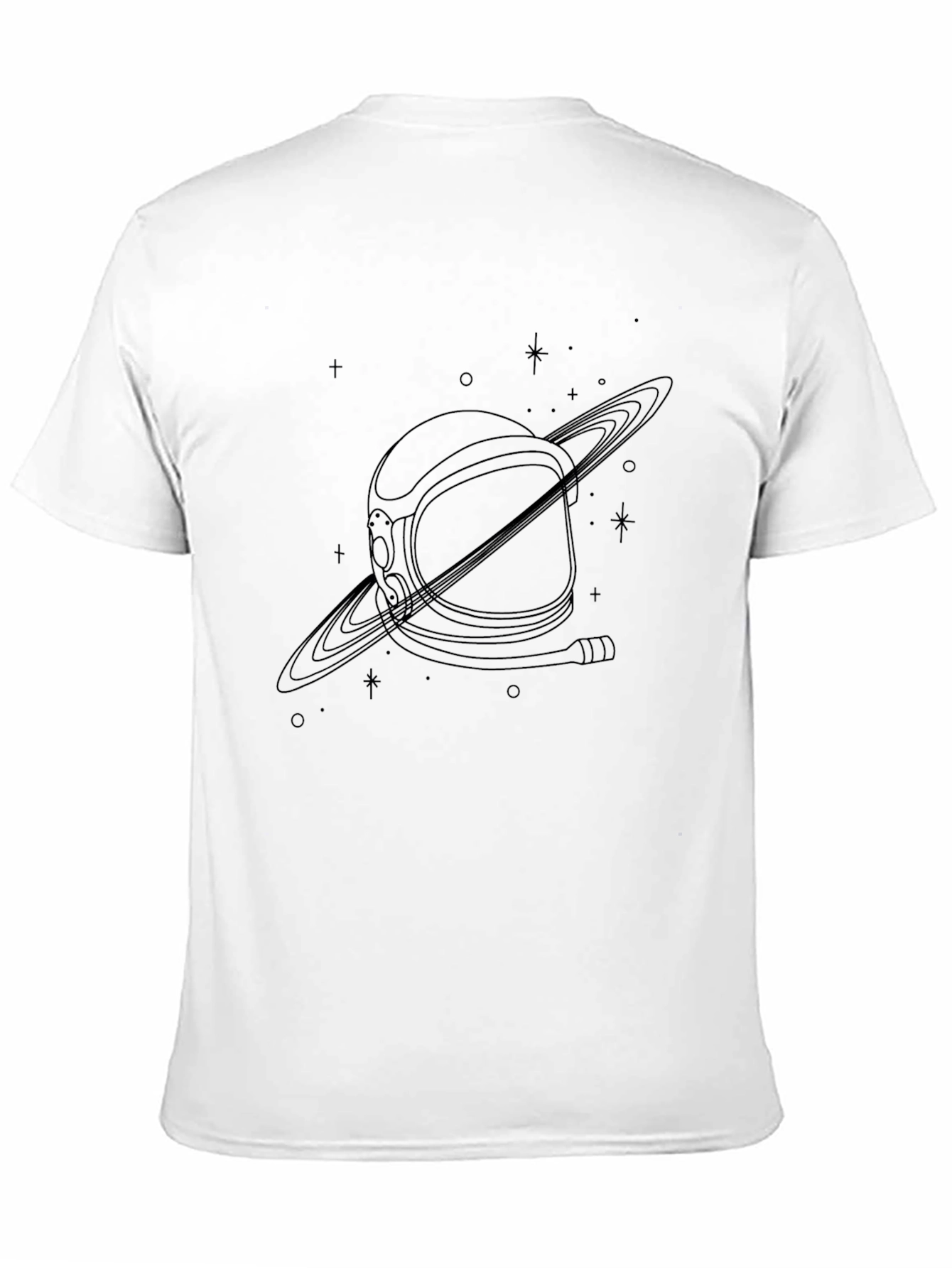 Astronaut Helmet Saturn Graphic Tee - Black