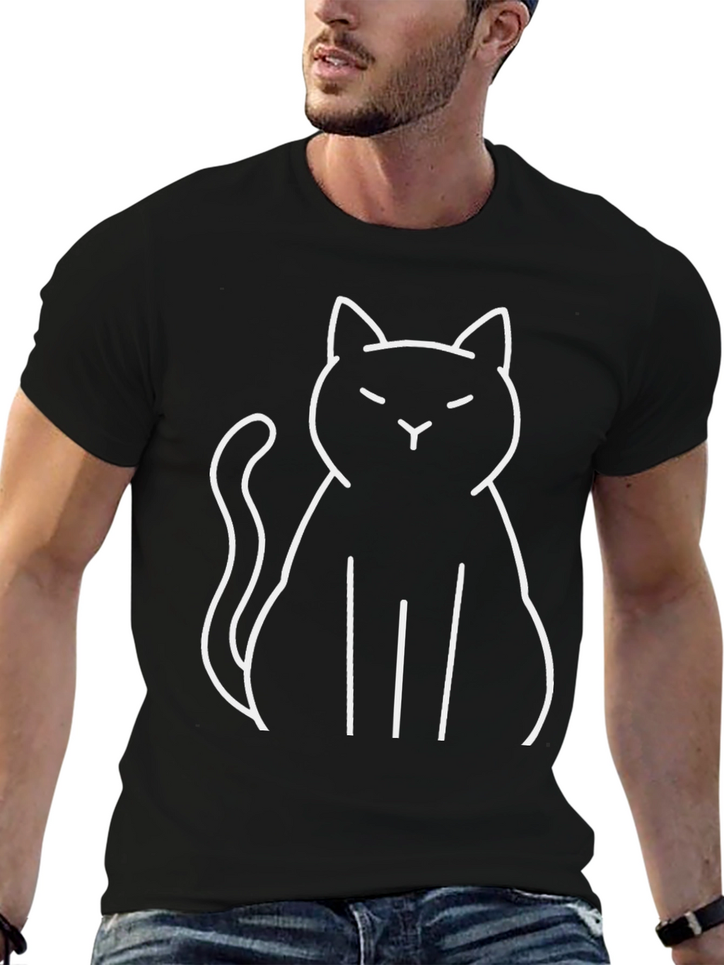 Cool Black Cat Graphic Tee
