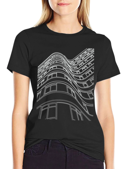 Abstract Building Graphic Tee - Black