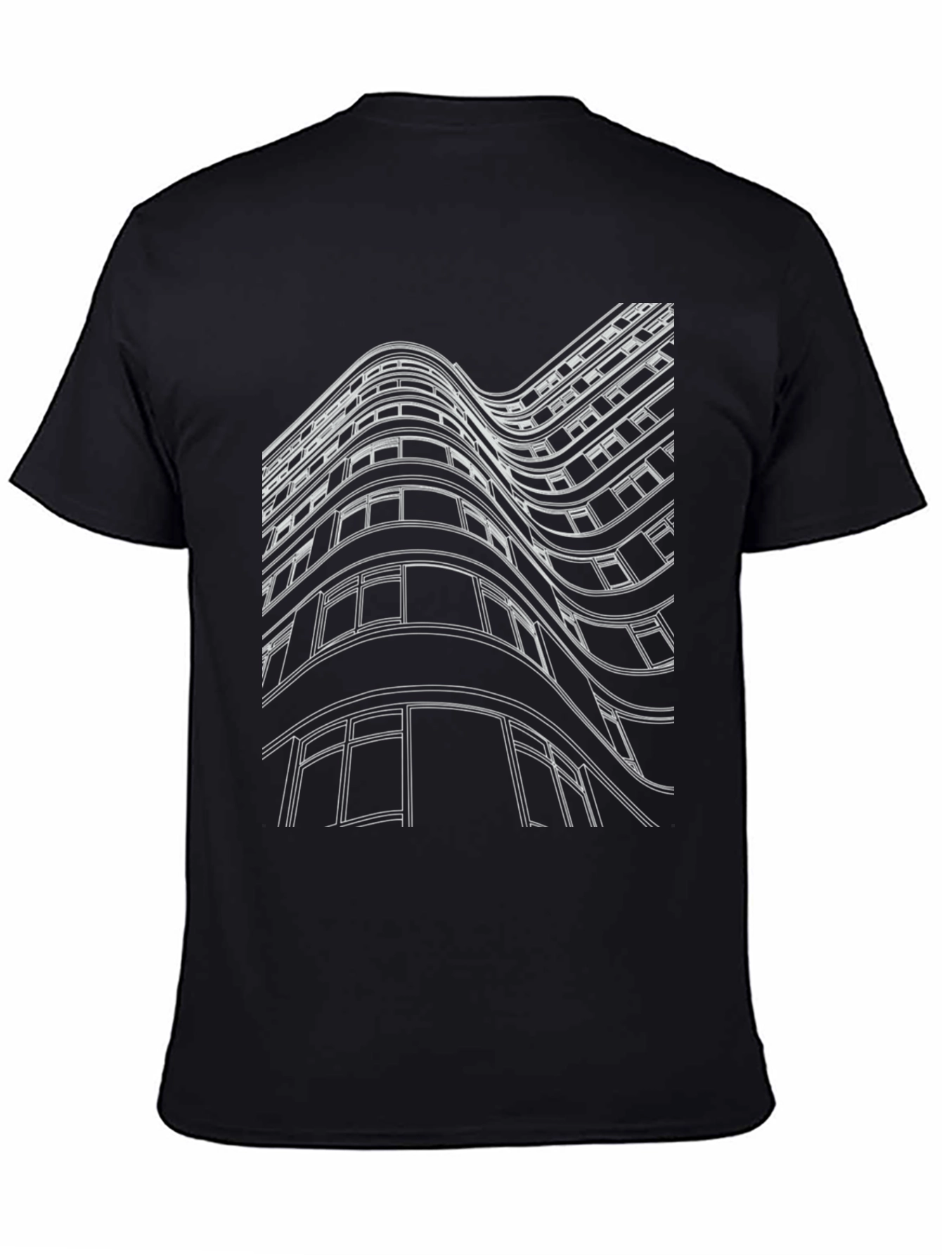 Abstract Building Graphic Tee - Black