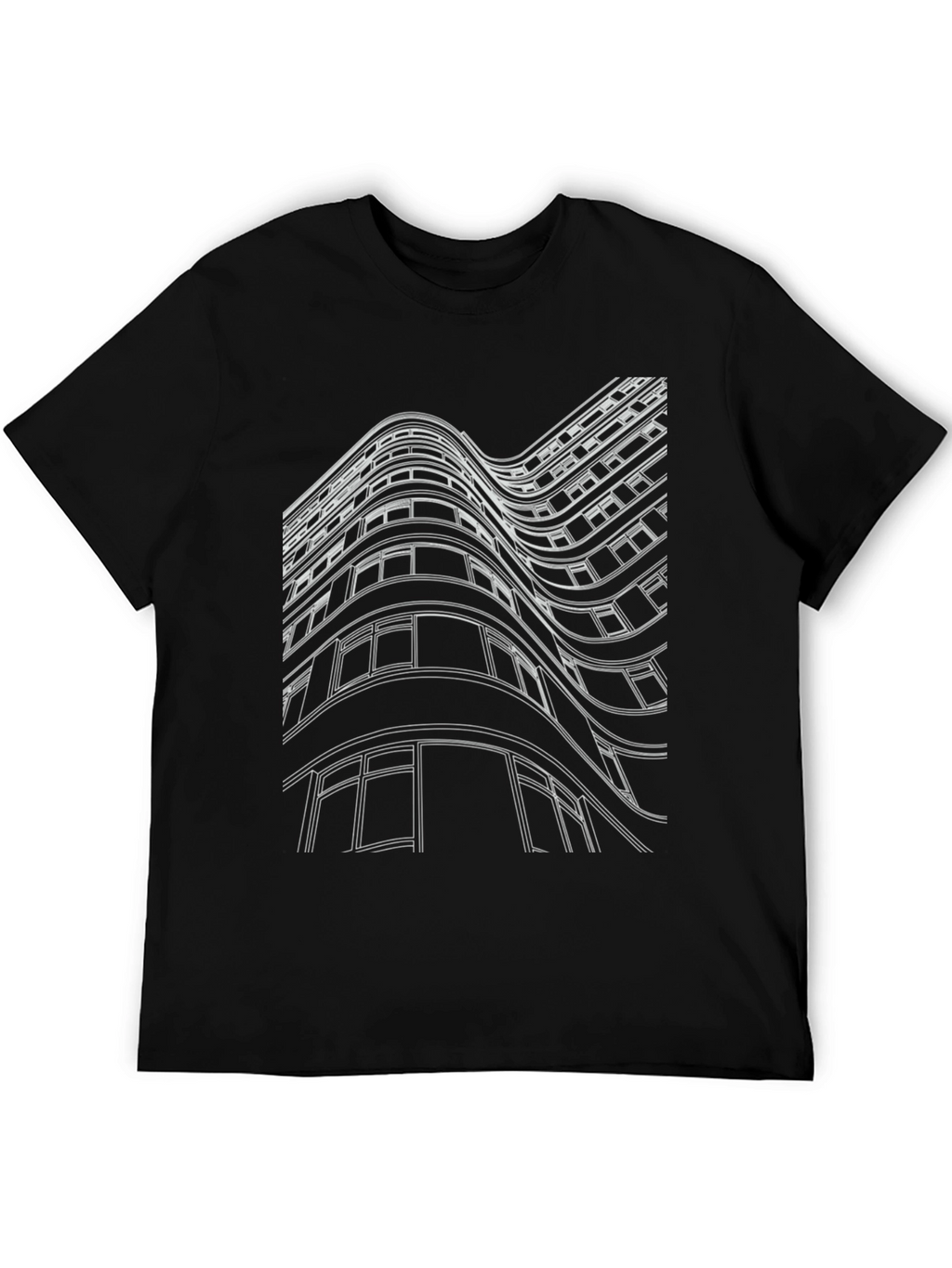 Abstract Building Graphic Tee - Black