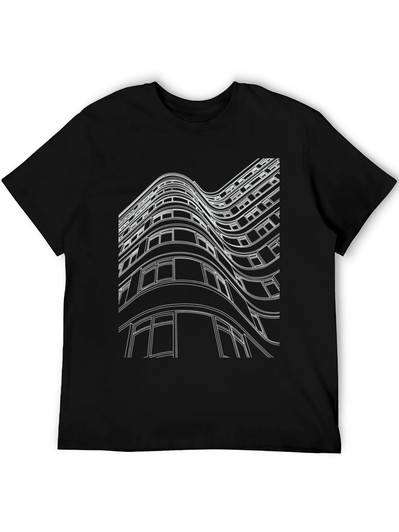 Abstract Building Graphic Tee - Black