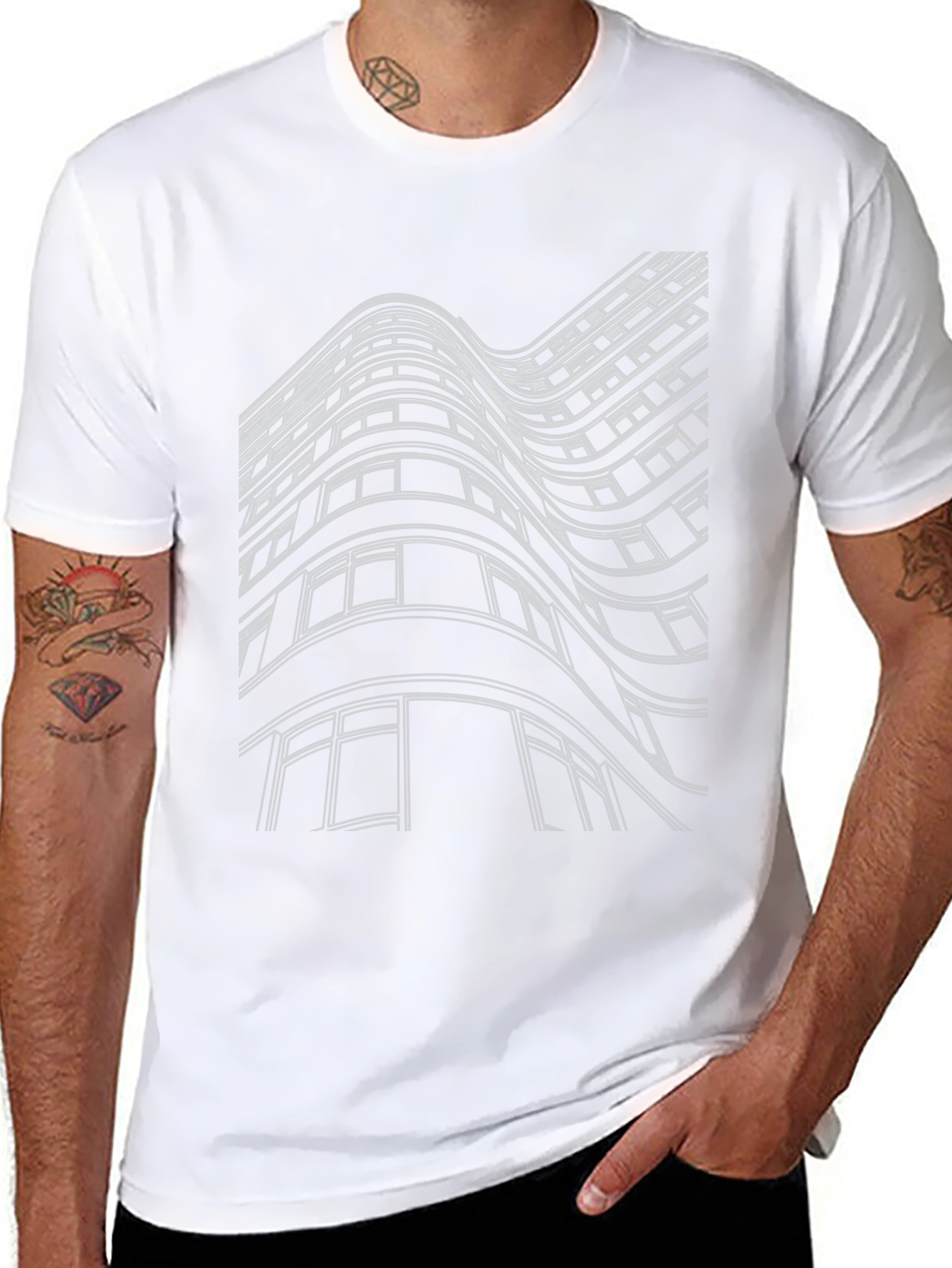 Abstract Building Graphic Tee - Black