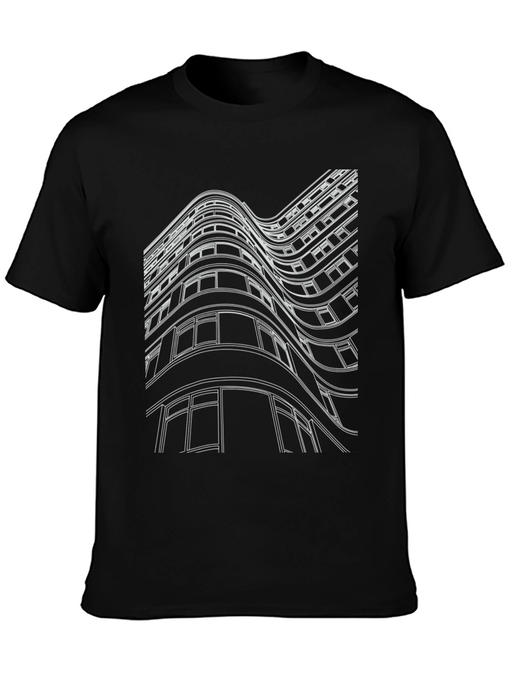 Abstract Building Graphic Tee - Black