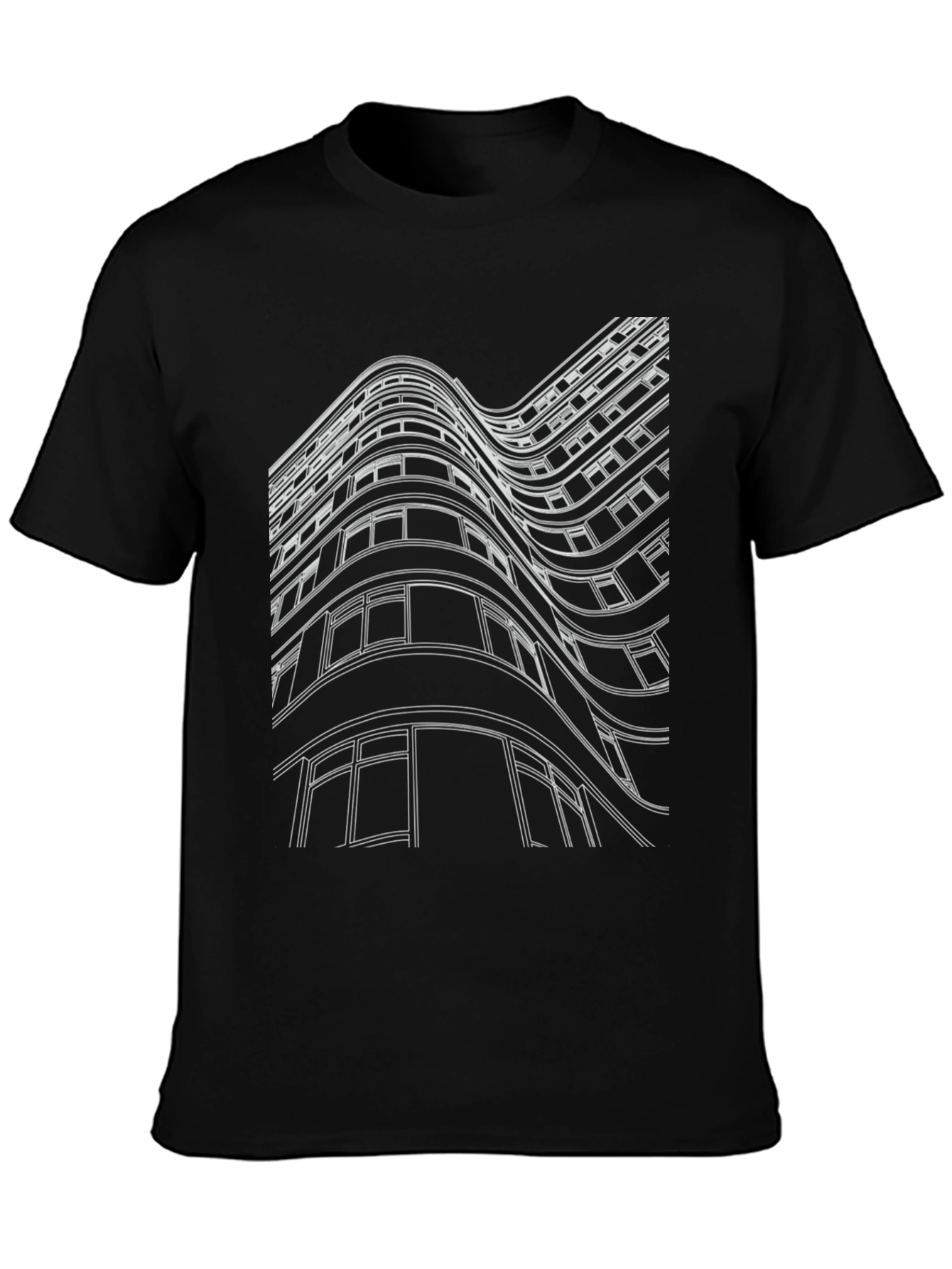 Abstract Building Graphic Tee - Black
